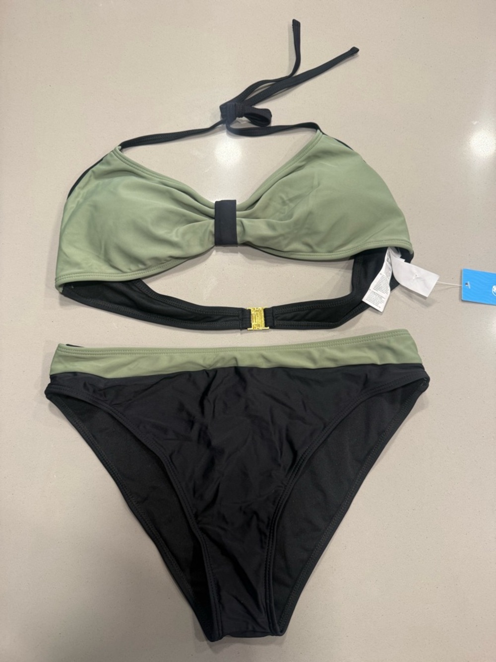 CUPSHE Olive and Black Two-Tone Bikini Set